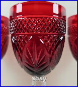 12 Cristal D'Arques Antique Ruby Water Goblets Set Elegant Cut Etch Stemware Lot