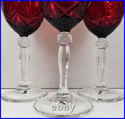 12 Cristal D'Arques Antique Ruby Water Goblets Set Elegant Cut Etch Stemware Lot