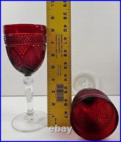 12 Cristal D'Arques Antique Ruby Water Goblets Set Elegant Cut Etch Stemware Lot