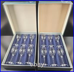 12 Cristal D'Arques Durand Junon Cordial Glasses Box Set Vintage Crystal Cut Lot 12 Cristal D'Arques Durand Junon Cordial Glasses Box Set Vintage Crystal Cut Lot