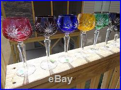 (12) LAUSITZER Crystal Hand Cut to Clear Wine HOCK & Cordial SET German Goblets