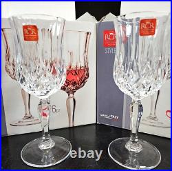 12 Royal Crystal Rock Opera Wine Goblets Box Set 7.75 Oz Clear RCR Luxion Italy