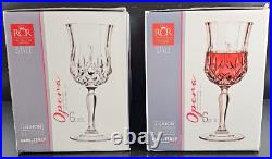 12 Royal Crystal Rock Opera Wine Goblets Box Set 7.75 Oz Clear RCR Luxion Italy