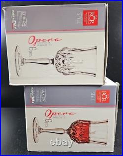 12 Royal Crystal Rock Opera Wine Goblets Box Set 7.75 Oz Clear RCR Luxion Italy