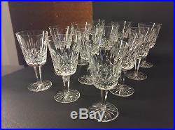 12 Set Waterford Crystal Classic Lismore Water Goblets, 6 7/8 Signed NO RESERVE
