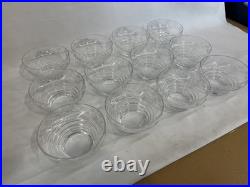 12 Stuart English Crystal Finger / Dessert / Fruit Bowls Set Vtg