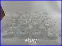 12 Stuart English Crystal Finger / Dessert / Fruit Bowls Set Vtg