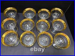 12 Tiffin Franciscan RAMBLER ROSE TALL SHERBET GLASSES 3 3/4 Vintage Gold Rim