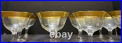 12 Tiffin Franciscan RAMBLER ROSE TALL SHERBET GLASSES 3 3/4 Vintage Gold Rim