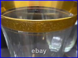 12 Tiffin Franciscan RAMBLER ROSE WATER WINE GLASSES 6 3/4 Vintage Gold Rim 7oz