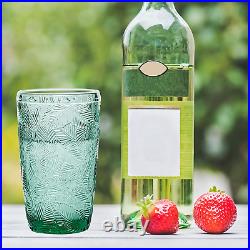 14oz Green Glass Cups Set of 4 Crystal Highball Drinking Glassware for