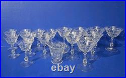 15 Pc FOSTORIA CORSAGE PATTERN CHAMPAGNE /& Liquor COCKTAIL GLASSES +1 Creamer