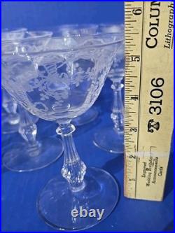 15 Pc FOSTORIA CORSAGE PATTERN CHAMPAGNE /& Liquor COCKTAIL GLASSES +1 Creamer