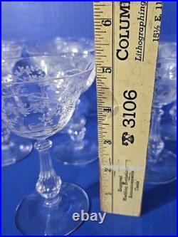 15 Pc FOSTORIA CORSAGE PATTERN CHAMPAGNE /& Liquor COCKTAIL GLASSES +1 Creamer