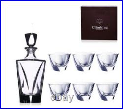 15lb Authentic Set Crystal Decanter 6 Glass Bottle Whisky Wine Stopper cognac #5
