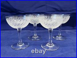 1930's Baccarat Old Rohan Crystal Glass Cordial Stem Glass Set of 4 3 9/16