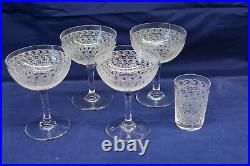 1930's Baccarat Old Rohan Crystal Glass Cordial Stem Glass Set of 4 3 9/16