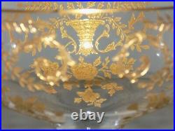1930's HOLLOW STEM CAMBRIDGE PORTIA GOLD ETCH COUPE CHAMPAGNE GLASS-SET two