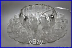 1935-43 No. 2510 SUNRAY Fostoria CRYSTAL 15 Piece Punch Set withUnderplate & Ladle