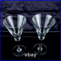 1960's New York Vintage Crystal Clear Solid Round Coctail Martini Glasses Set 2