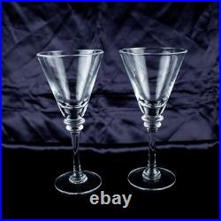 1960's New York Vintage Crystal Clear Solid Round Coctail Martini Glasses Set 2