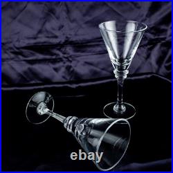 1960's New York Vintage Crystal Clear Solid Round Coctail Martini Glasses Set 2