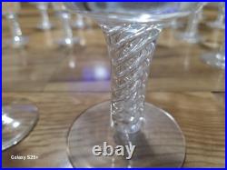 1960s Stuart English Fine Crystal ARIEL Air Twist Wine Glasses Set of 24