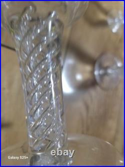 1960s Stuart English Fine Crystal ARIEL Air Twist Wine Glasses Set of 24