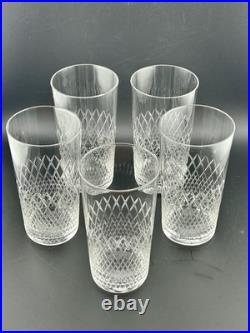 1960s Vintage Cut Stuart Crystal Highball Glasses Set of 5 5? Braemar Pattern