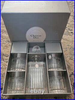 1980's Christian Dior 5 piece Whiskey Set. New in box. Italy. 24% Lead Crystal
