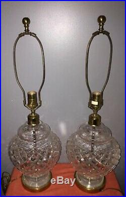 1980's Vintage Waterford Comeragh Crystal Ginger Jar Lamp Set Of 2/ Fab