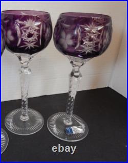 2 Bohemian WINE GLASSES GOBLETS Set Cut to Crystal Clear Purple Amethyst Hungary 2 Bohemian WINE GLASSES GOBLETS Set Cut to Crystal Clear Purple Amethyst Hungary