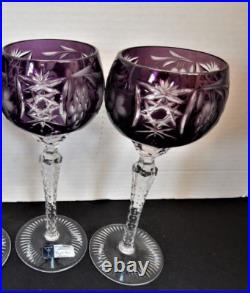 2 Bohemian WINE GLASSES GOBLETS Set Cut to Crystal Clear Purple Amethyst Hungary 2 Bohemian WINE GLASSES GOBLETS Set Cut to Crystal Clear Purple Amethyst Hungary