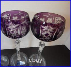 2 Bohemian WINE GLASSES GOBLETS Set Cut to Crystal Clear Purple Amethyst Hungary 2 Bohemian WINE GLASSES GOBLETS Set Cut to Crystal Clear Purple Amethyst Hungary