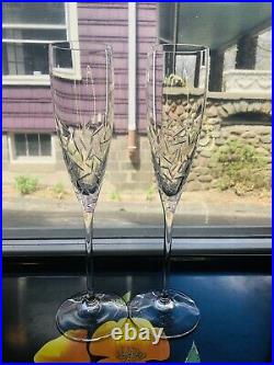 2 Lenox Crystal Beacon Street Fluted Champagne & Water Goblet D2007 Kate Spade