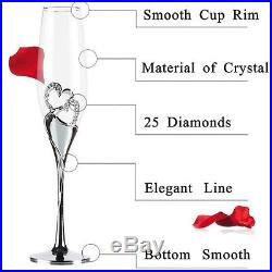 2 PCS / Set Crystal Wedding Toasting champagne flutes glasses Cup Wedding Party