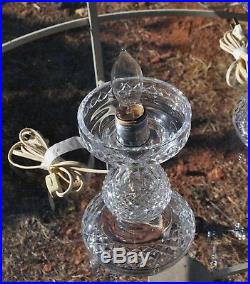 2 Vintage Waterford Crystal Lamps Set- Hurricane Master Cutter Inishmann 14