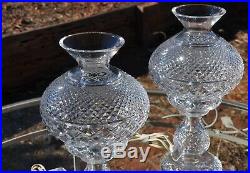 2 Vintage Waterford Crystal Lamps Set- Hurricane Master Cutter Inishmann 14