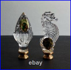 2 WATERFORD LAMP FINIALS set / SEAHORSE & ACORN (crystal) NEW / Box SALE