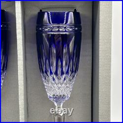 2 Waterford Clarendon Cobalt Blue Flute Champagne Set Brand New in Original Box