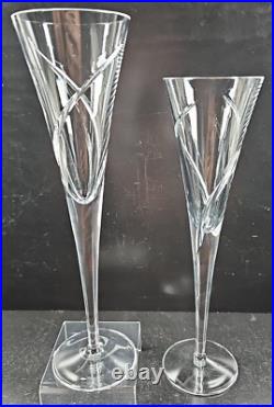 (2) Waterford Crystal Siren Fluted Champagne Set Clear Cut Elegant Stemware Lot