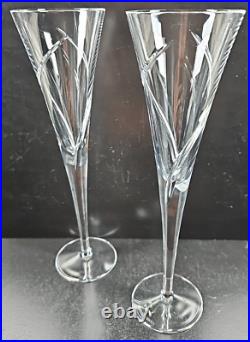 (2) Waterford Crystal Siren Fluted Champagne Set Clear Cut Elegant Stemware Lot