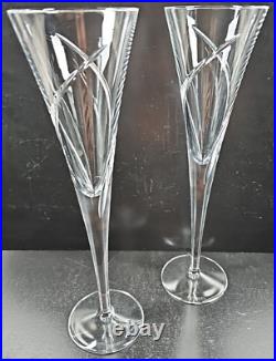 (2) Waterford Crystal Siren Fluted Champagne Set Clear Cut Elegant Stemware Lot