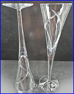 (2) Waterford Crystal Siren Fluted Champagne Set Clear Cut Elegant Stemware Lot