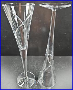 (2) Waterford Crystal Siren Fluted Champagne Set Clear Cut Elegant Stemware Lot