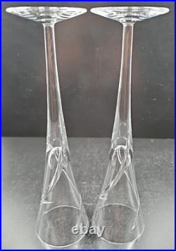 (2) Waterford Crystal Siren Fluted Champagne Set Clear Cut Elegant Stemware Lot