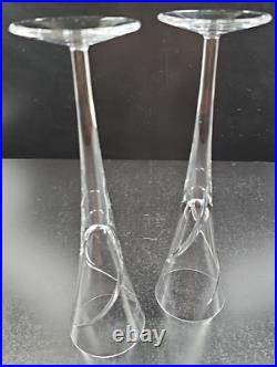 (2) Waterford Crystal Siren Fluted Champagne Set Clear Cut Elegant Stemware Lot