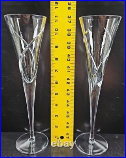 (2) Waterford Crystal Siren Fluted Champagne Set Clear Cut Elegant Stemware Lot