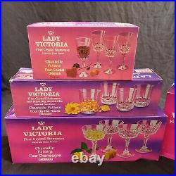 20 Piece Lady Victoria Fine Crystal Chantelle Stemware 5 Sets With Boxes
