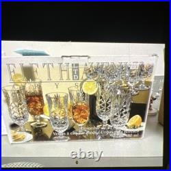 2004 12 Cut Crystal 5th Ave PORTICO Iced Tea Clear Glasses Art Deco Wheat Pat
